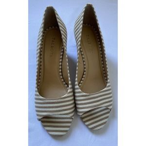 Talbots Women's Peep Toe Wedge Heels Beige Light Brown Size 9 Lightweight